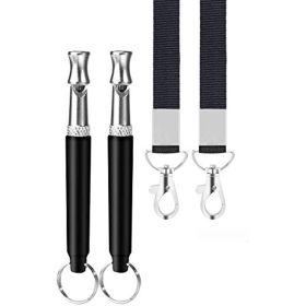 Dog Whistle; 2 Pack Professional Ultrasonic Dog Whistle to Stop Barking; Recall Training; Adjustable Ultrasonic Silent Dog Whistle; with Black La