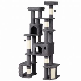 79" Extra Large Cat Tree Tower with Dual Baseboard for Large Adult Big Cats, Dark Gray