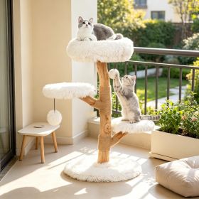 Pear Wood Cat Tree with Perch Natural Jute Scratching Posts Pet Furniture for Cats