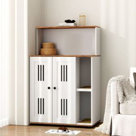 Litter Box Enclosure for 2 Cats,Hidden cat furniture, double litter cabinet, can be used as side cabinet, wash bathroom