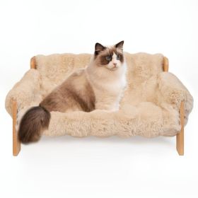 Cat Sofa Bed, Soft Plush Pet Sofa With Removable And Washable Cover, Non-slip Edge, Suitable For Indoor Cats And Small Dogs. (Option: Khaki)