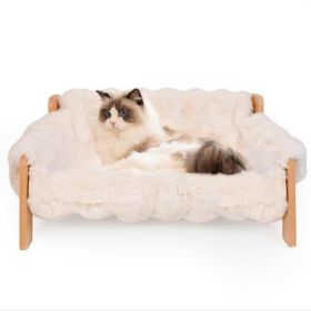 Cat Sofa Bed, Soft Plush Pet Sofa With Removable And Washable Cover, Non-slip Edge, Suitable For Indoor Cats And Small Dogs. (Option: CreamWhite)