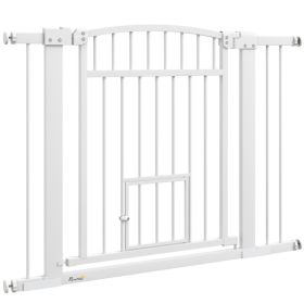 30"-41" Extra Wide Walk Through Dog Gate w/ Cat Door, 3-Inch & 5.5-Inch Extension Kits, 30" High (Option: White-800x760x70 mm)