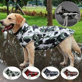 Winter windproof dog warm clothing; dog jacket; dog reflective clothes (colour: Blue grid, size: m)