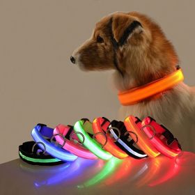Glow-In-The-Dark Pet Collar For Dog & Cat; LED Dog Collar For Night Walking; USB charging (Color: White, size: m)