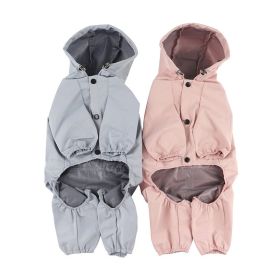 Pet dog clothing waterproof breathable reflective clothing small dog raincoat; Light reflecting strip (colour: pink, size: m)