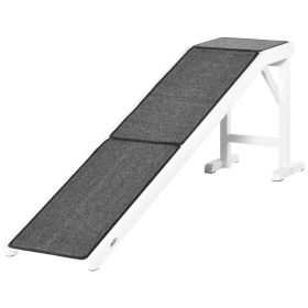 Dog Ramp Foldable with Non-slip Carpet Top Platform, Gray, White (Option: White-880x520x185 mm)